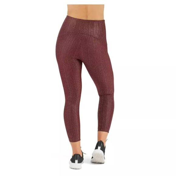 SPANX Metallic Dot Print Active Booty Boost 7/8 Leggings  Wine/Rose Gold Size M - Picture 2 of 4
